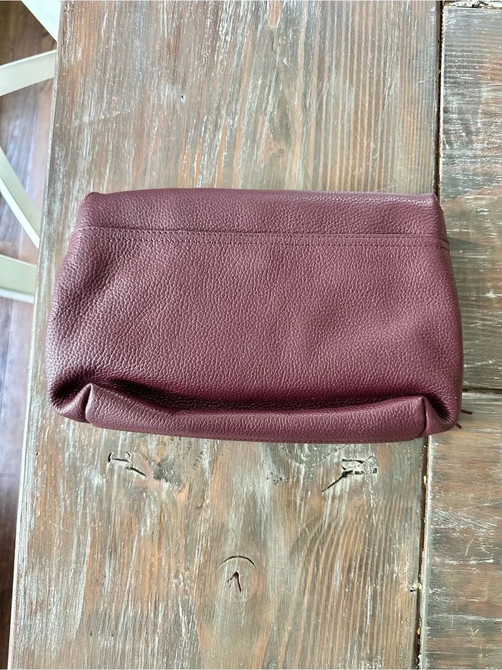 NWT Nordstrom Plum Leather Fold-Over Clutch, No Strap